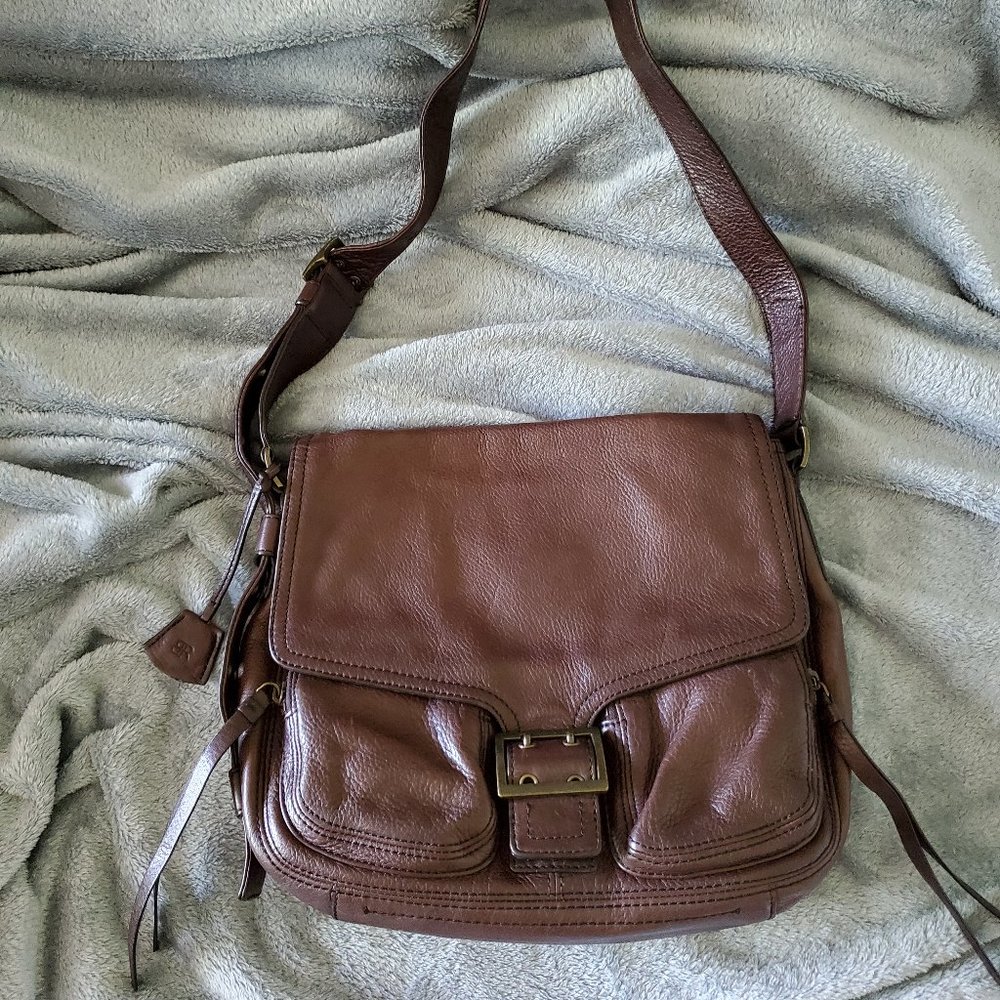 Brown leather cross body satchel Banana Republic